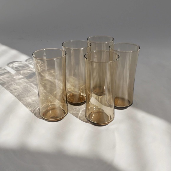 Vintage Other - vintage brown glassware drinking glasses set of 5 smoky brown